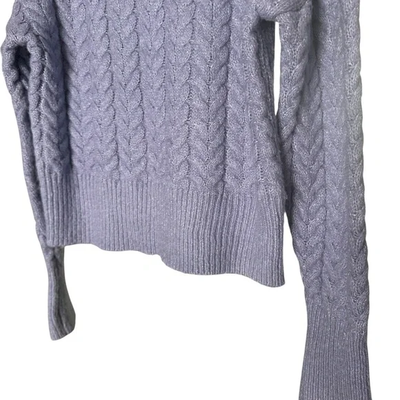 🔴 5 for $40 SALE! 
Kendall Kylie Blue Turtleneck Cropped CableKnit Sweater Sz M - Picture 3 of 14